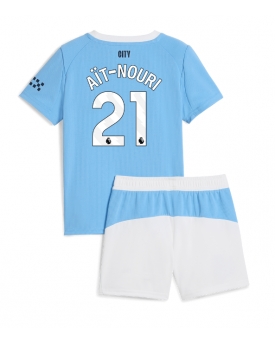 Billige Fotballdrakt Manchester City Rayan Ait-Nouri #21 Replika Hjemmedraktsett Barn 2025-26 Kortermet (med bukser)